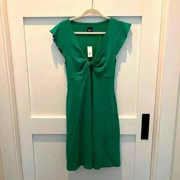 NWT Gap green flutter sleeve dress with pockets size small - Picture 2 of 3